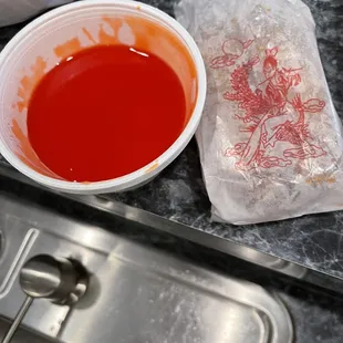 Egg roll and krab Rangoon dipping sauce