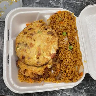 Egg Foo Young. Patties full of pork and veggies. Delicious!!