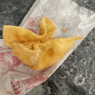 Krab Rangoons. Crispy and tasty!! Even after driving home via the long way by mistake they were crispy and not greasy!