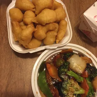 Sweet and sour chicken &amp; vegetable delight (both delicious!!)