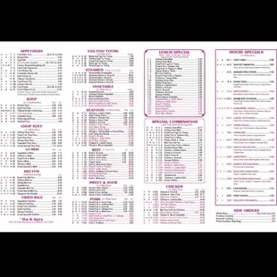 Updated Menu as of December 2023.