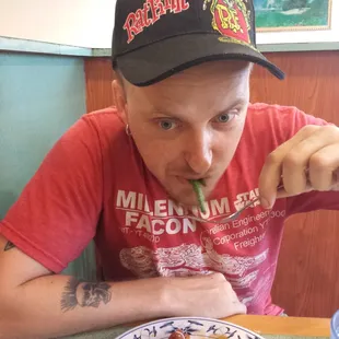 My son enjoying his food