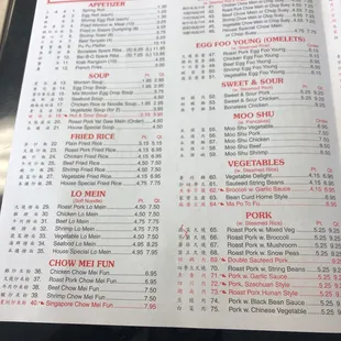 menu