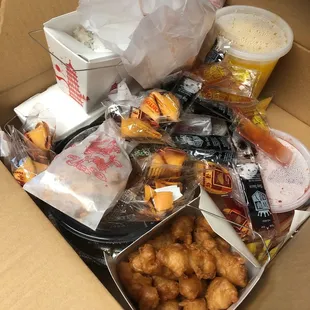 Big box of take out!!! Loveeeee