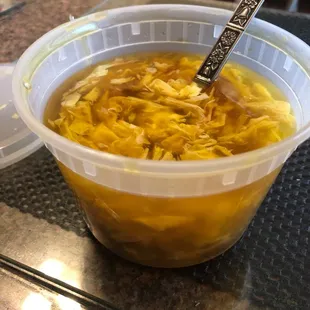 Egg Drop Soup added some soy sauce
