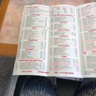 a person sitting at a table reading a menu