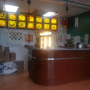 the front desk of a chinese restaurant