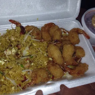 Fried shrimp and pork fried rice