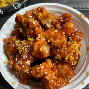 Some of the sesame chicken