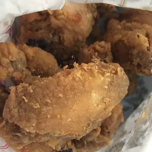 Enjoying a delicious bag'o chicken wings!