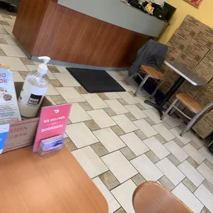 a table with a lot of boxes on it