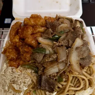 Orange chicken and Mongolian beef