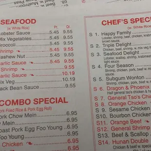 menu