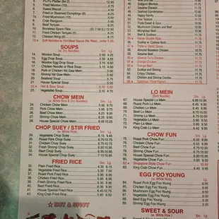 1 page of menu