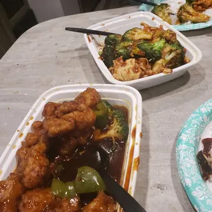 General Tso and chicken &amp; broccoli