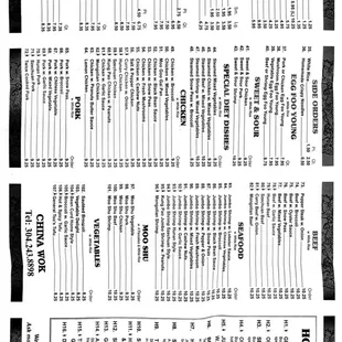 Menu update 2021