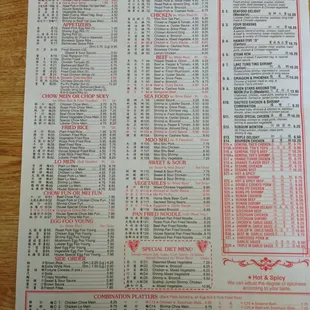 Full menu