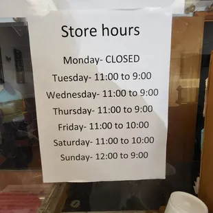 Restaurant hours