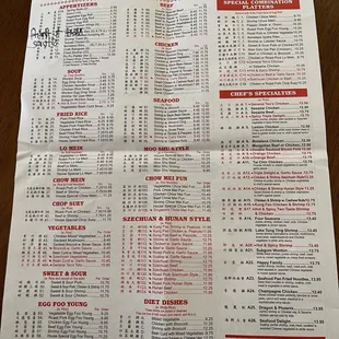 menu