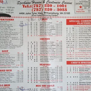 menu