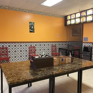a table with a laptop on it