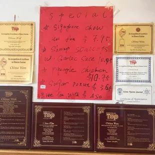 a lot of awards and certificates