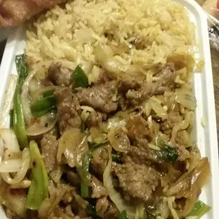 Mongolian beef without bamboo shoots. Very tasty.