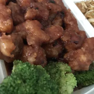 a plate of food with broccoli