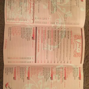 a menu for a chinese restaurant