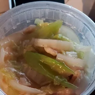 a plastic container filled with food