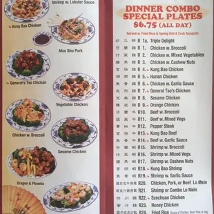 the menu for lunch special