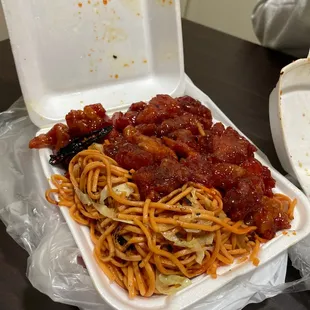 Orange chicken and Chow mien