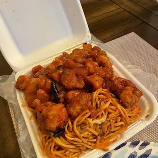 Combo "A" Orange chicken and chow mein only. Delicious!