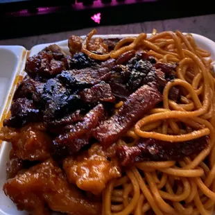 Chow Mien, Orange chicken, BBQ Pork