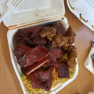 Bbq pork, orange chicken, and fried rice! So delicious
