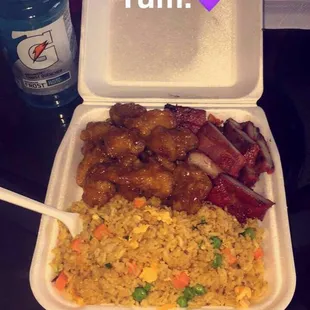 Orange chicken&amp; BBQ pork. Food was 5/5