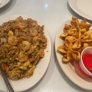 Shrimp Fried Rice and 6 Crab Rangoon