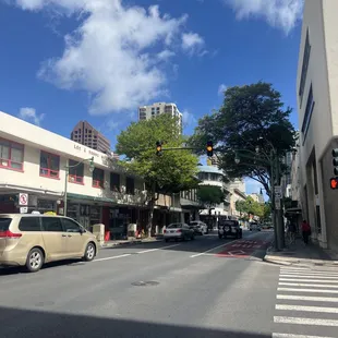 the intersection of a busy street