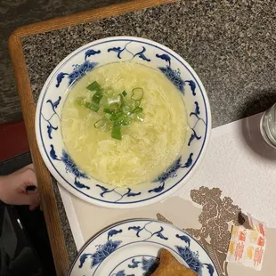 Vegetable egg roll and S2. Egg Flower Soup