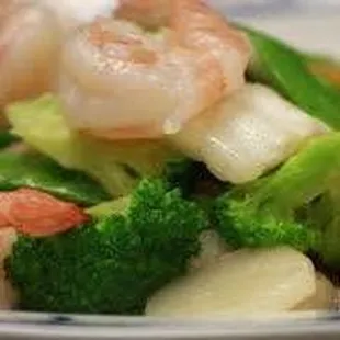 shrimp and broccoli in a bowl
