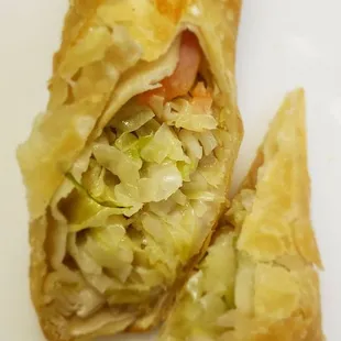 The shrimp egg roll up close.