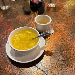 Egg drop soup and green tea
