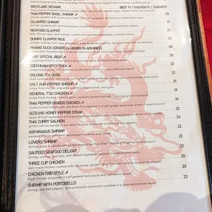 Chef Specials Menu