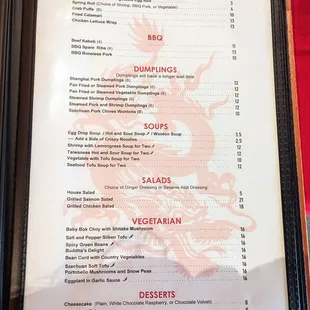 Dinner Menu