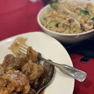 GF General Tso Chicken and GF Fried Rice