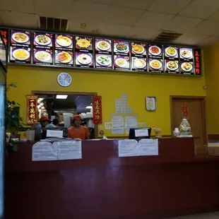 the front counter and menus