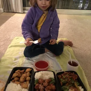 Sweet sour chicken, seasame chicken and chicken with broccoli!