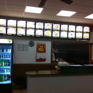 Menu and front counter.