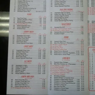 Inside half of the menu