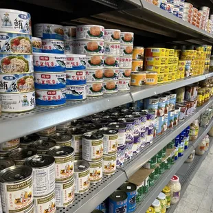 canned food on shelves